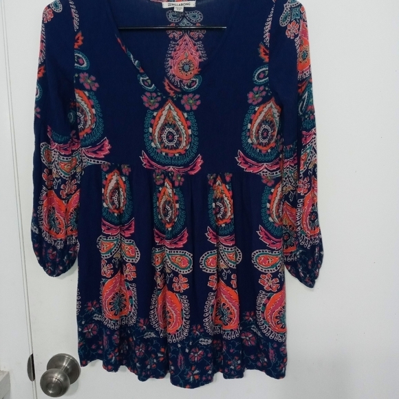 Billabong floral paisley long sleeve lightweight boho summery Camisole Blouse - Picture 1 of 8